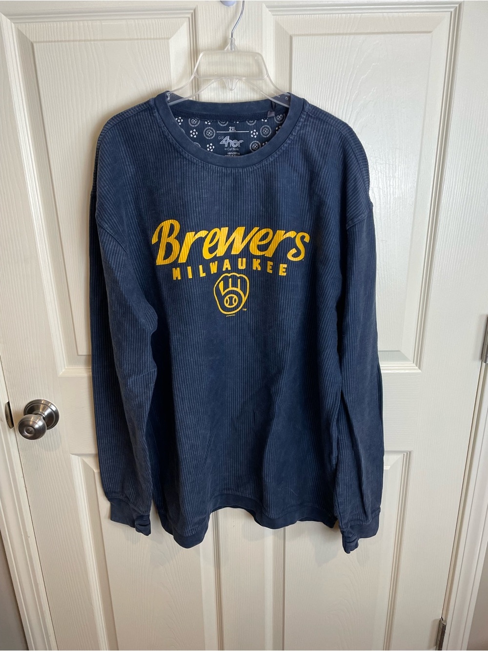 Milwaukee Brewers Navy Long-Sleeve ribbed shirt  Top 2XL